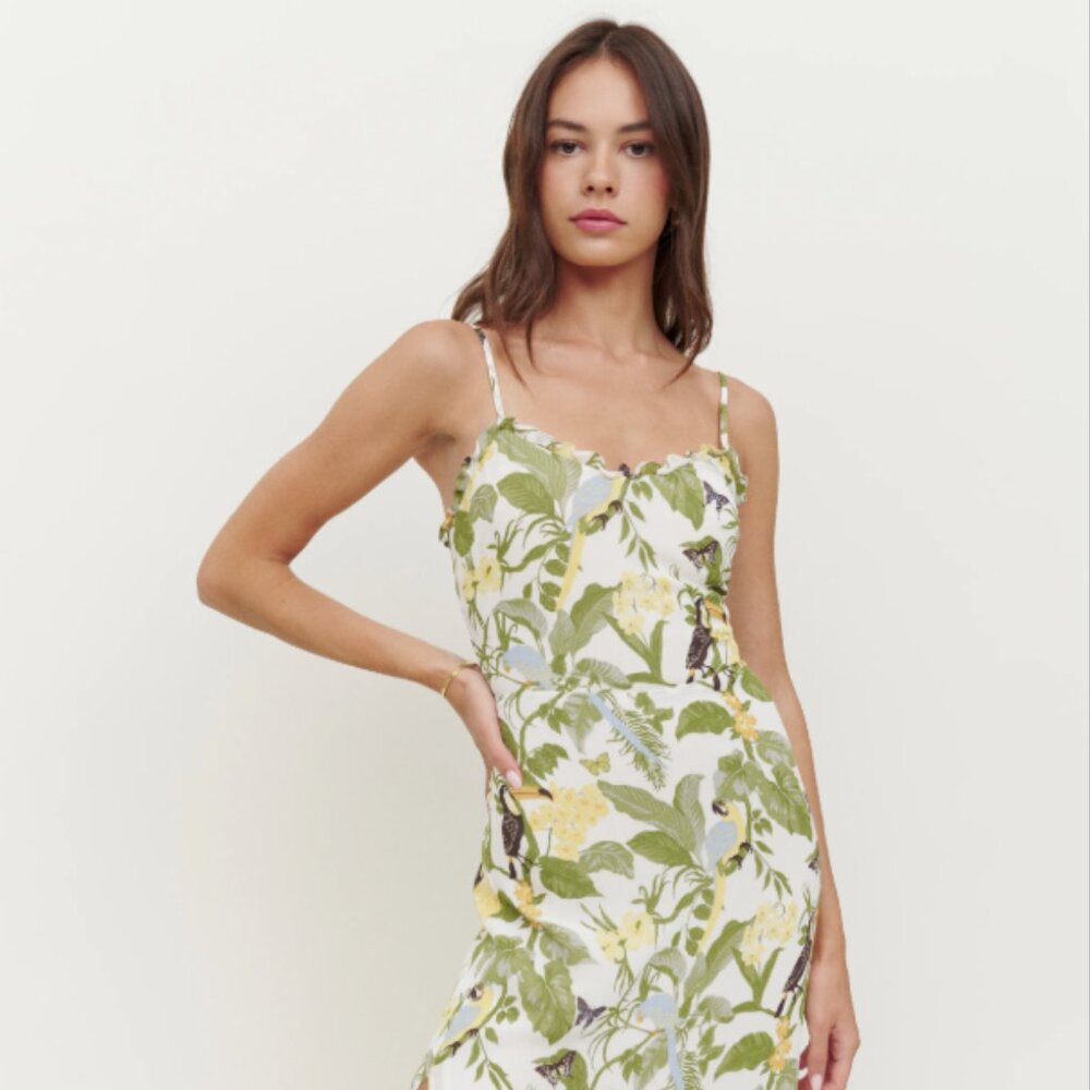 NWT Reformation Cassandra Dress, Tropics, Size 8